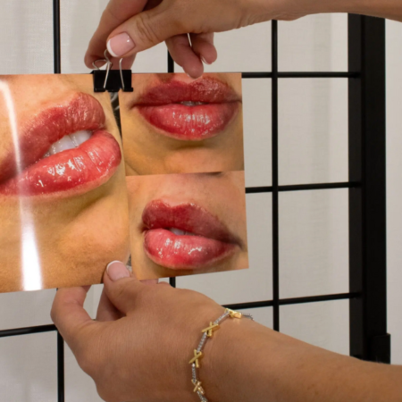 An image of someone holding an image lips